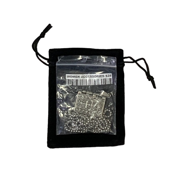 Bible Necklace 4 Pages Turnable Lords Prayer Pages 27” Block Chain Silver Tone - Picture 9 of 16